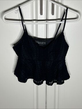 Topshop PETITE Black Lace Peplum Camisole